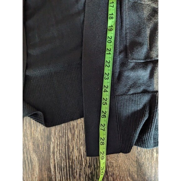 Banana republic black viscose blend long open front cardigan W pockets Sz M N49 - Picture 5 of 6